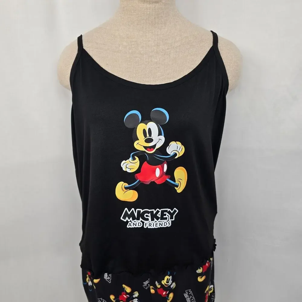 Disney Mickey Mouse & Friends Shorts & Tank Pajama Lounge Set Women's XXL Black - Picture 3 of 16
